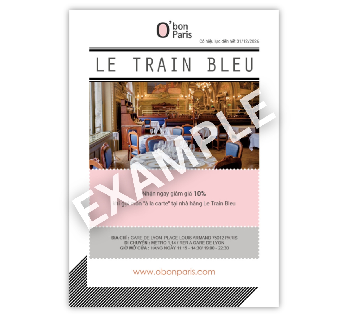 Phiếu giảm giá nhà hàng ngon ở Paris